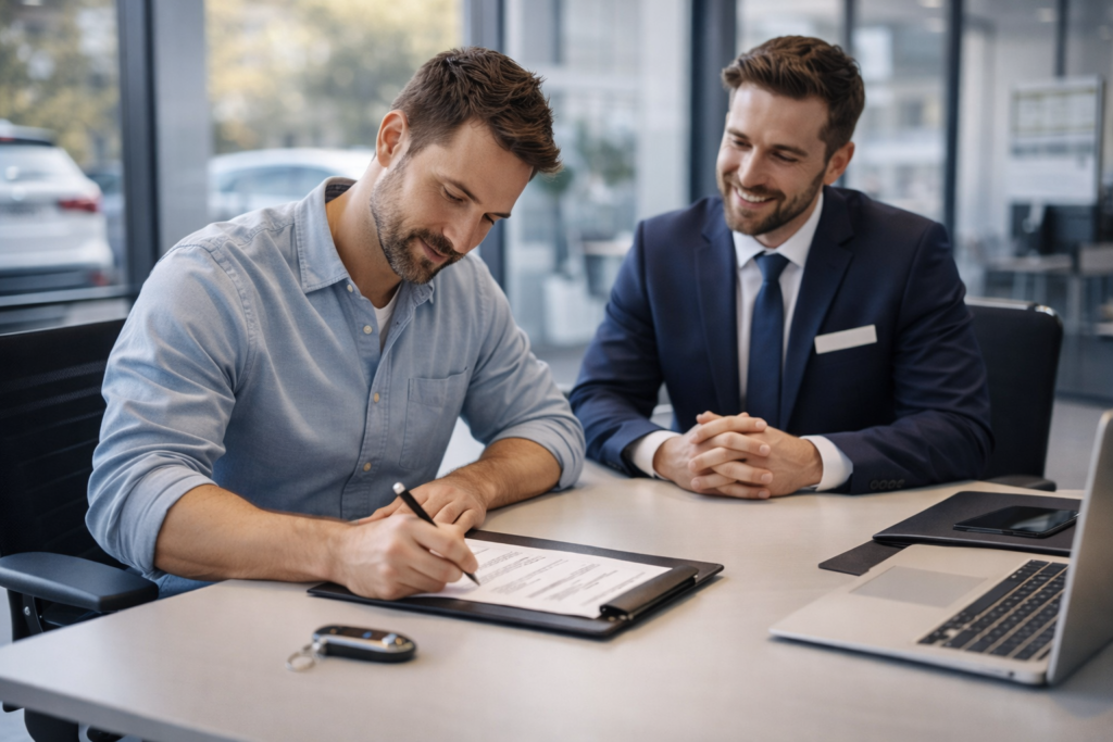 Firma-de-contrato-en-el-concesionario